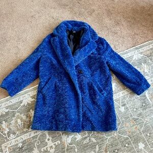 H&M Blue Pea Coat Sherpa teddy